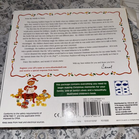 Vtg CCA & B Elf on a Shelf Boy 12 In Doll Brown Hair Blue Eyes With Book In Box - Picture 12 of 13